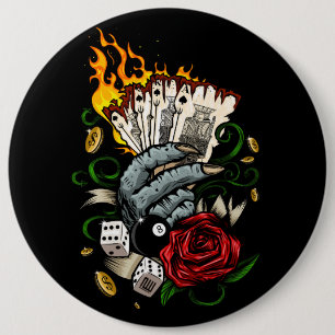 Hand Of Cards 6 Inch Round Button
