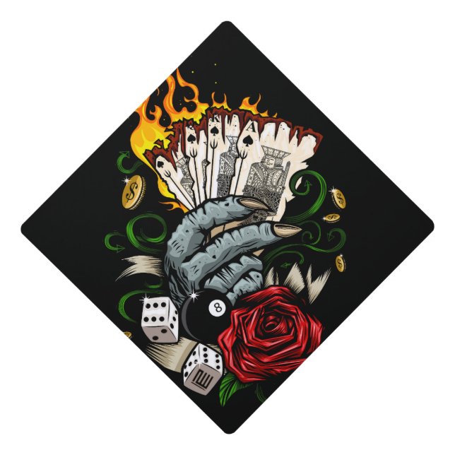 Hand Of Cards Graduation Cap Topper (Front)