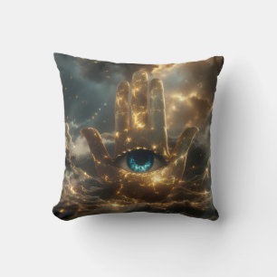 HAND OF FATIMA – HAND OF HAMSA – ZEN BUDDHISM  THROW PILLOW