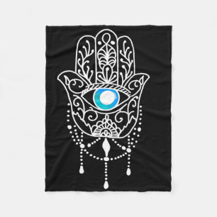 Hand Of Hamsa Evil Eye Namaste Yoga Meditation Min Fleece Blanket