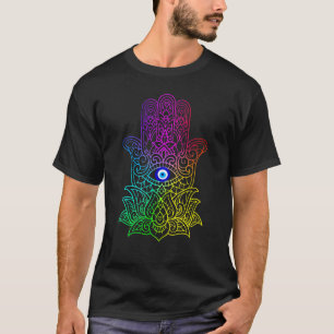 Hand Of Hamsa Fatima Evil Turkish Tiger Eye T-Shirt
