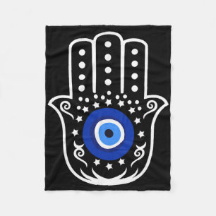 Hand Of Hamsa Fatima Turkish Tiger Eye Evil Protec Fleece Blanket