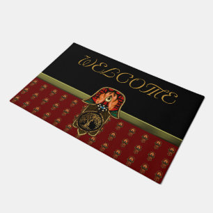 Hand of Hamsa feat: Tree of Life Red/Gold Doormat