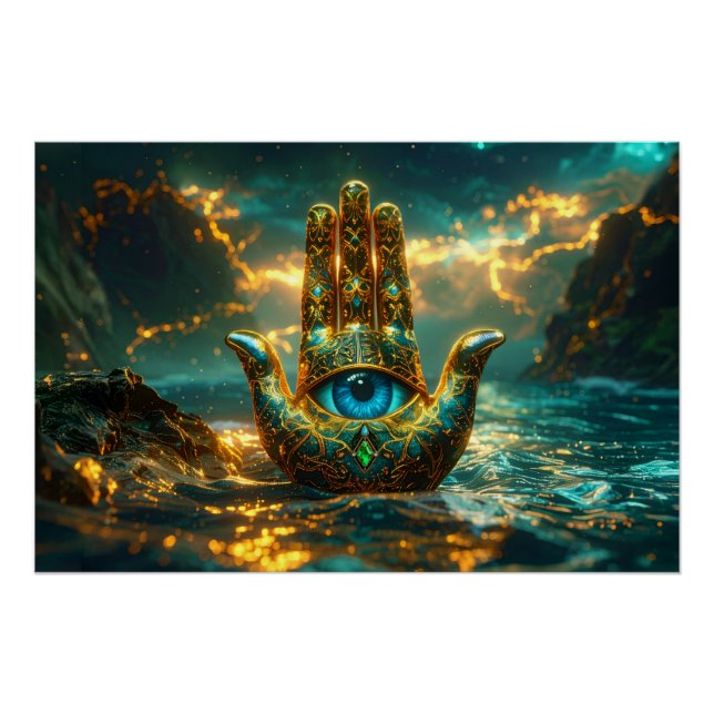 HAND OF HAMSA – HAND OF FATIMA – ZEN BUDDHISM POSTER (Front)