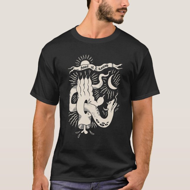 Hand Of Satan Baphomet Satanic Goat Devil Goth Gra T-Shirt (Front)