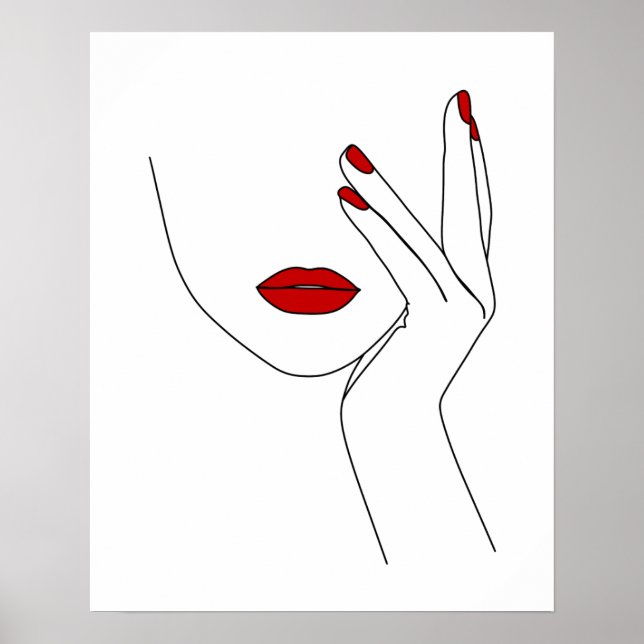 Hand On Woman's Face Line Art Poster (Front)