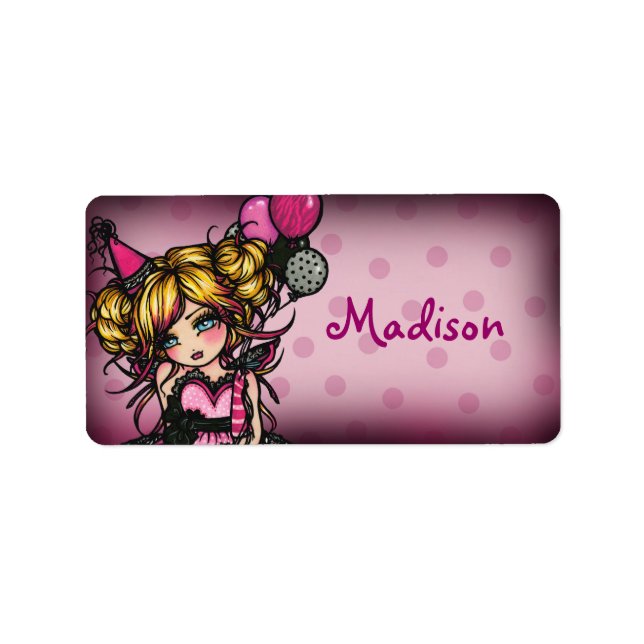 "Hand Out" Invite Birthday Girl Label Stickers (Front)