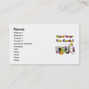 Hand Over the Candy Halloween Tshirts and Gifts Business Card