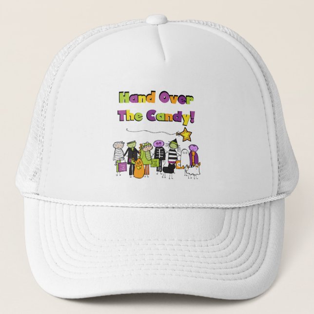 Hand Over the Candy Halloween Tshirts and Gifts Trucker Hat (Front)