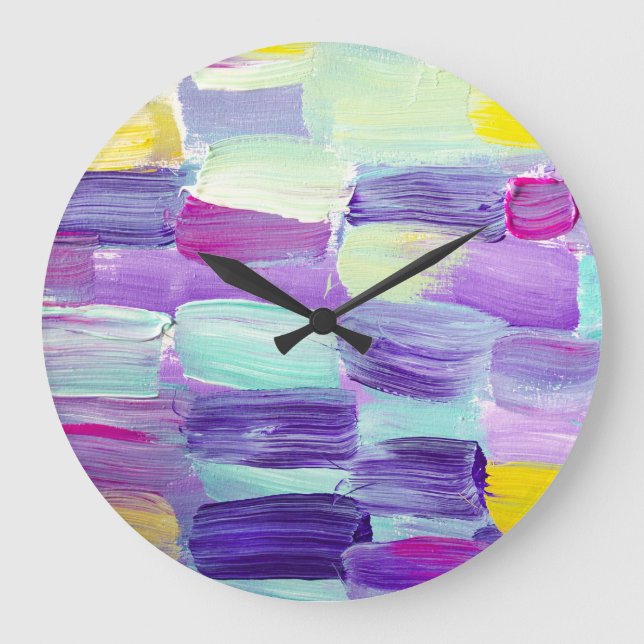 Hand Painted Abstract Art Background Large Clock (Front)