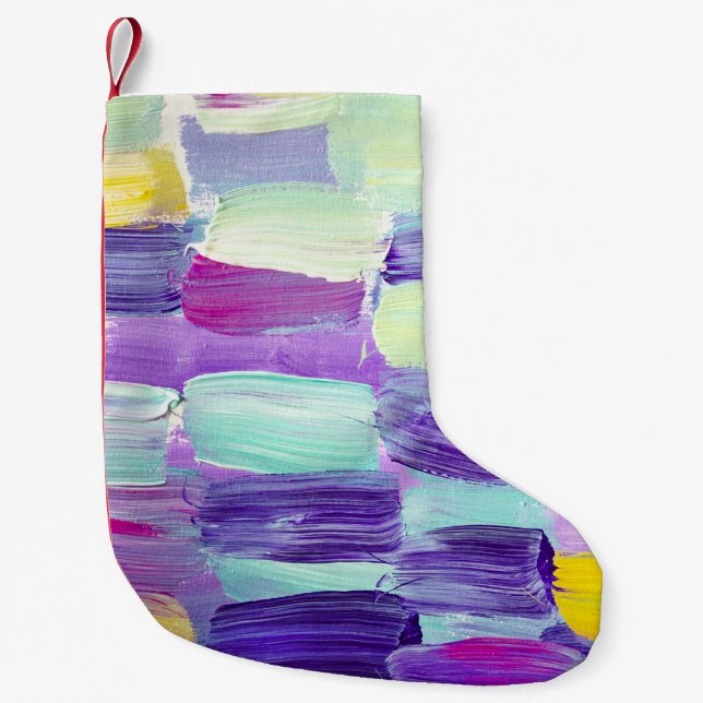 Hand Painted Abstract Art Background Small Christmas Stocking (Front)
