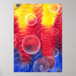 Hand Painted Abstract Artwork Red Yellow Blue Poster