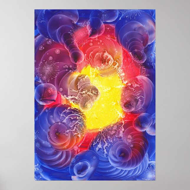 Hand Painted Abstract Cosmic Light Artwork Poster (Front)