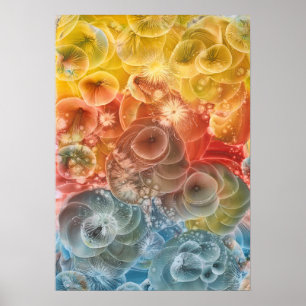 Hand Painted Abstract Energy Colour Burst Art Poster
