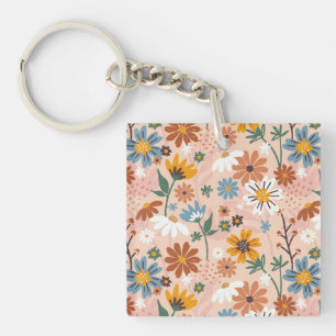 Hand-Painted Abstract Floral Pattern-23136 Keychain