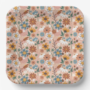Hand Painted Abstract Floral Pattern-23136 Paper Plate