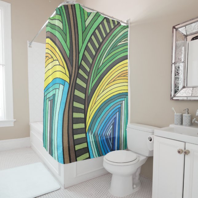 Hand Painted Abstract Tree and Geometry Design (In Situ)