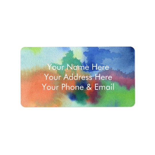 Hand-Painted Abstract Watercolor Blue Orange Green