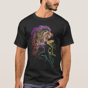 Hand-Painted: Androcles & Lion Battle Black Canvas T-Shirt