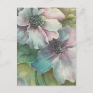 Hand-Painted Anemones Art Postcard Pastel Floral
