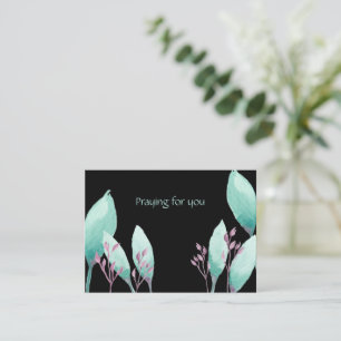 Hand Painted Aqua Watercolor Botanical Praying for Card