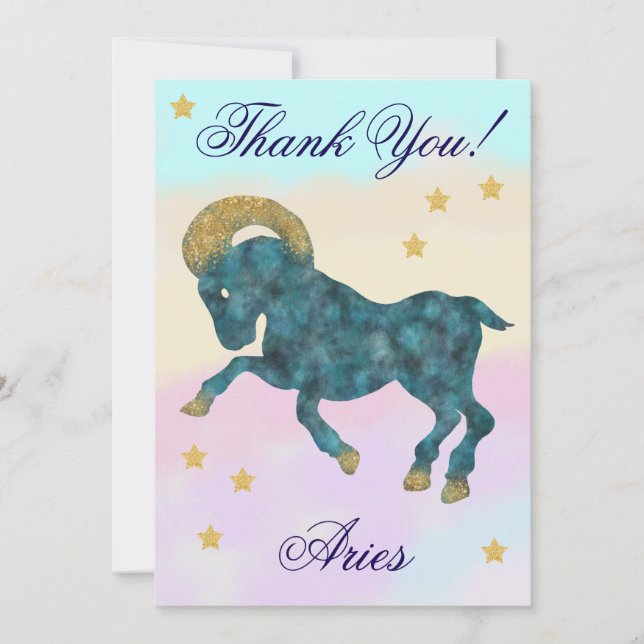 Hand-Painted Aries Birthday Thank You (Front)