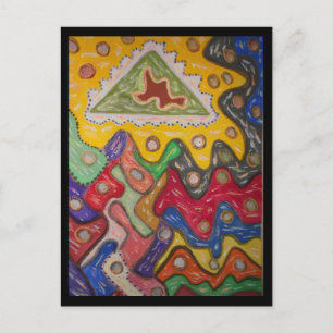 Hand painted art impression aboriginal type holiday postcard