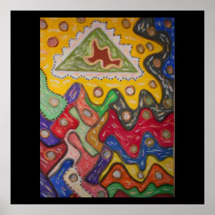 Hand painted art impression aboriginal type poster