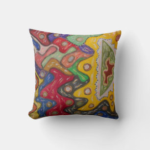 Hand painted art impression aboriginal type throw pillow