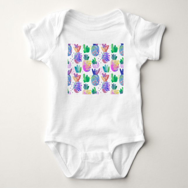 Hand-painted autumn flowers, seamless pattern. baby bodysuit (Front)