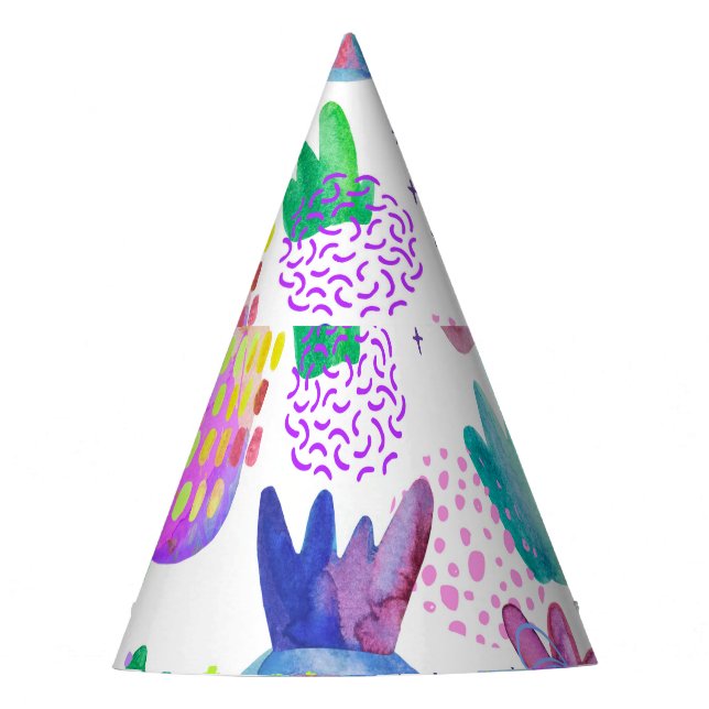 Hand-painted autumn flowers, seamless pattern. party hat (Front)