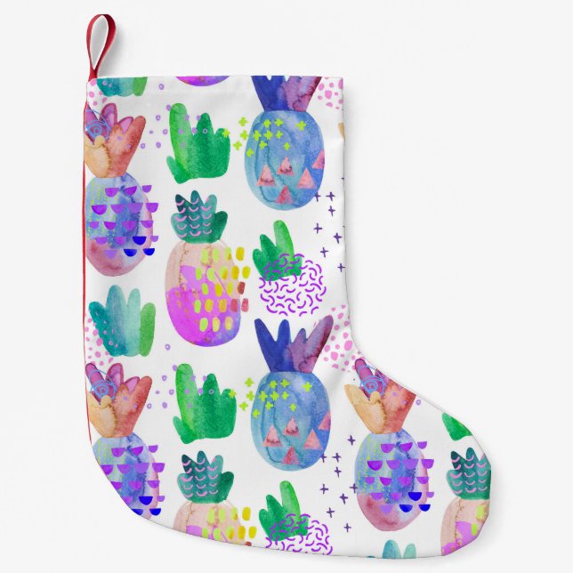 Hand-painted autumn flowers, seamless pattern. small christmas stocking (Front)