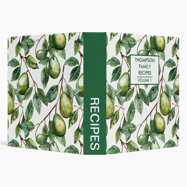 Hand painted Avocado tree Personalized Recipe Binder (Background)