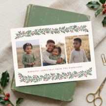 Hand Painted Berry Botanical Christmas Photo
