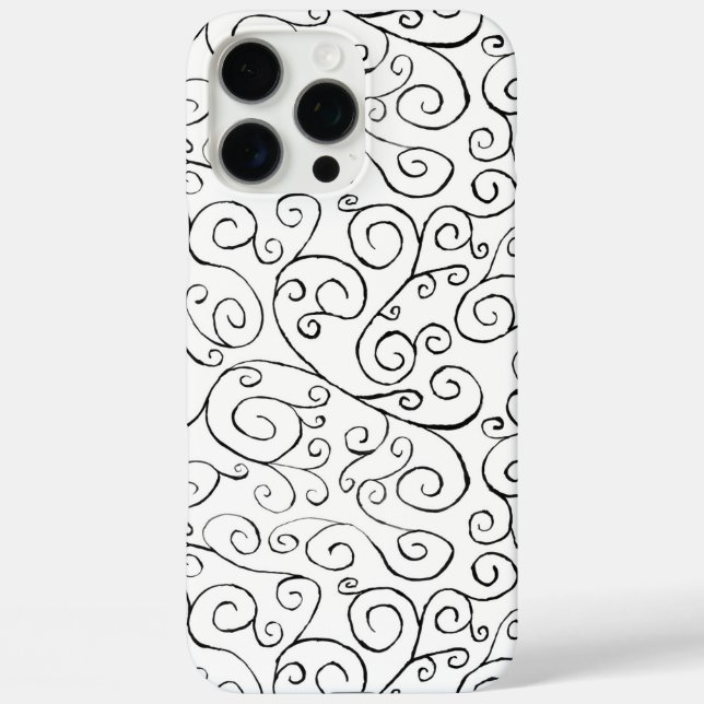 Hand-Painted Black Curvy Pattern on White Case-Mate iPhone Case (Back)