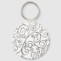 Hand-Painted Black Curvy Pattern on White