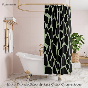 Hand-Painted Black & Sage Green Giraffe Spots