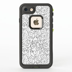 Hand-Painted Black Scrolling Curves on White