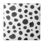 Hand Painted Black & White Animal Fur Pattern Tile<br><div class="desc">Fun abstract black and white pattern painted with watercolor. Uneven black dots on a white background that looks like an animal fur pattern. Cute feminine and modern graphic design.</div>