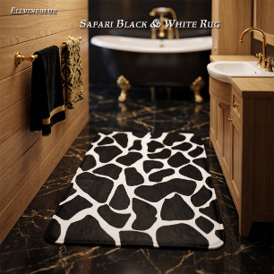 Hand-Painted Black & White Safari Giraffe Spots Bath Mat