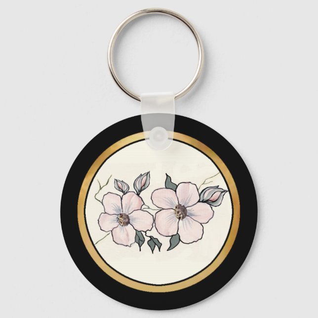 Hand Painted Blossoms Keychain (Front)