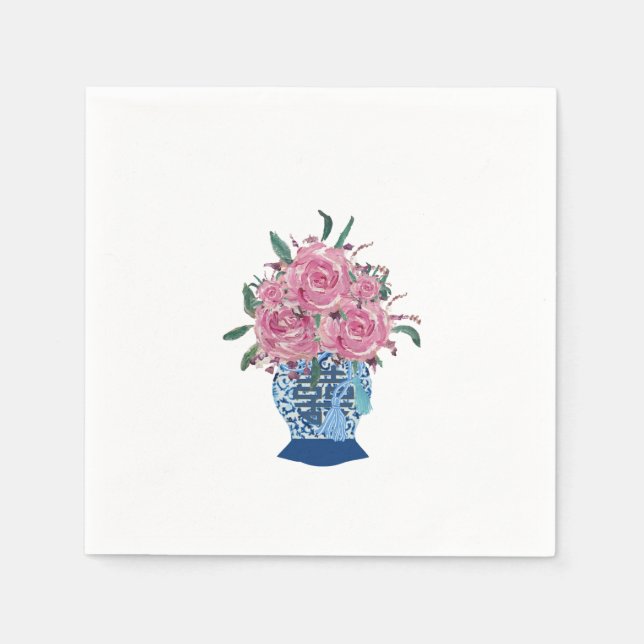 Hand painted Blue and White Ginger Jar Napkins (Front)