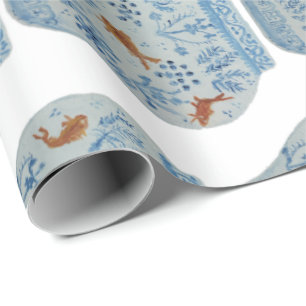 Hand Painted Blue and White Ginger Jar Wrapping Paper