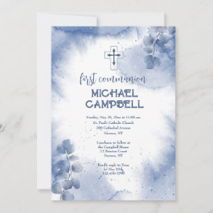 Hand Painted Blue Eucalyptus Invitation