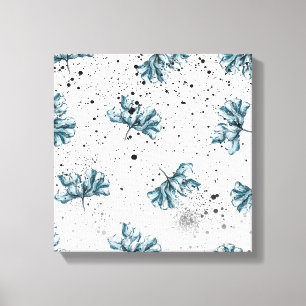 Hand painted blue Floral design Canvas Print