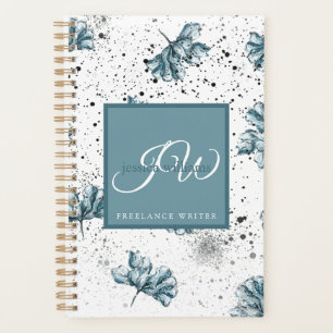 Hand painted blue Floral design Personalized Planner