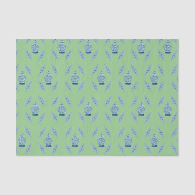 Hand Painted Blue Ginger Jar Wrapping Paper (Front)