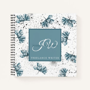 Hand painted blue personalized Floral design Notebook