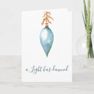 Hand Painted Blue Watercolor Christian Christmas Holiday Card