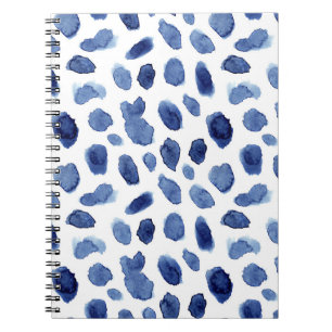 Hand Painted, Blue Watercolor Stains. Notebook
